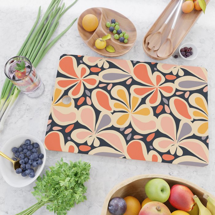 Abstract vintage flower art pattern Cutting Board Gallery Image 2
