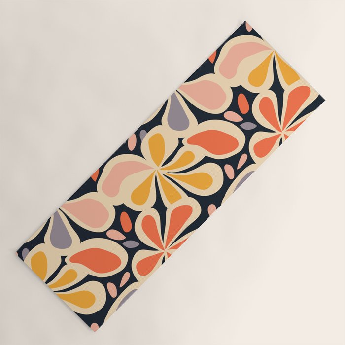Abstract vintage flower art pattern Yoga Mat Gallery Image 1