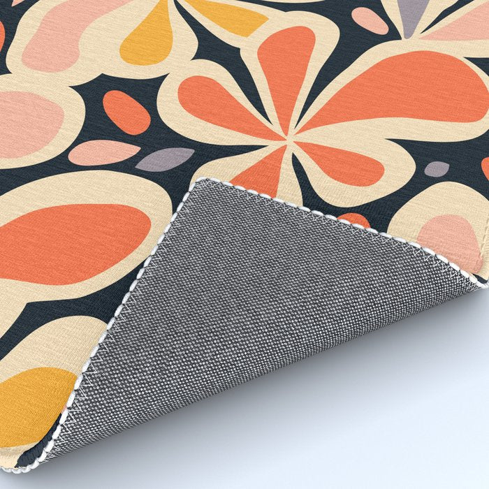 Abstract vintage flower art pattern Rug Gallery Image 4