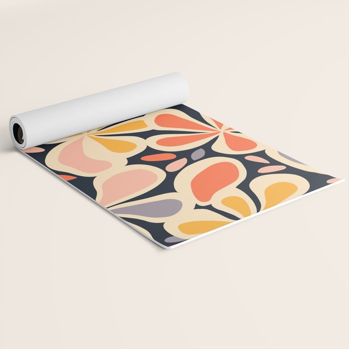 Abstract vintage flower art pattern Yoga Mat Gallery Image 2
