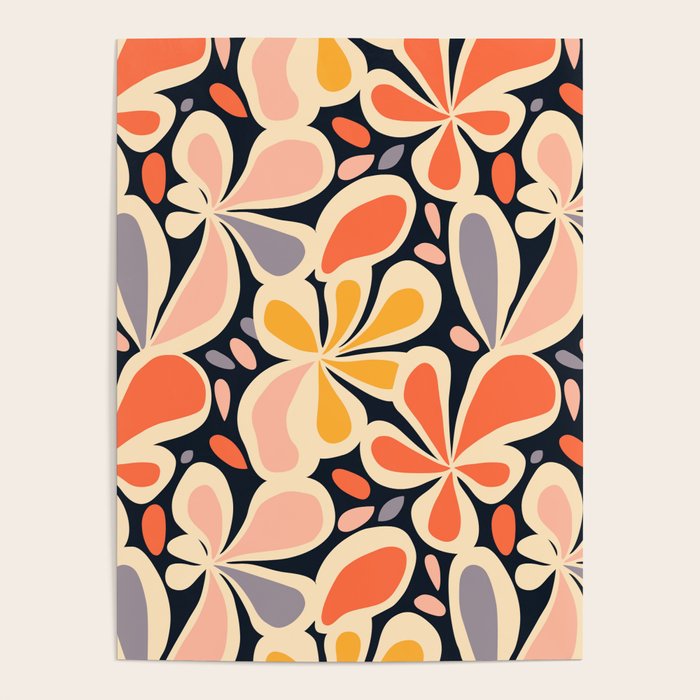 Abstract vintage flower art pattern Poster Gallery Image 4
