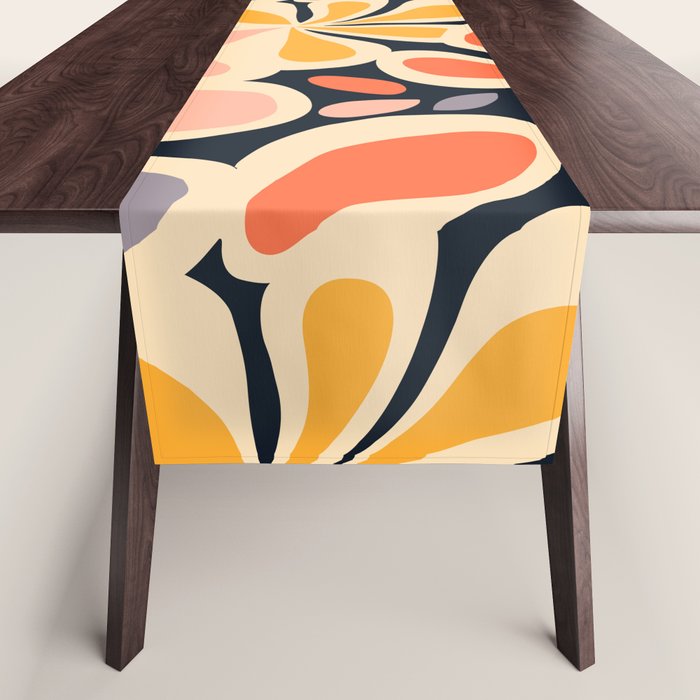 Abstract vintage flower art pattern Table Runner Gallery Image 1