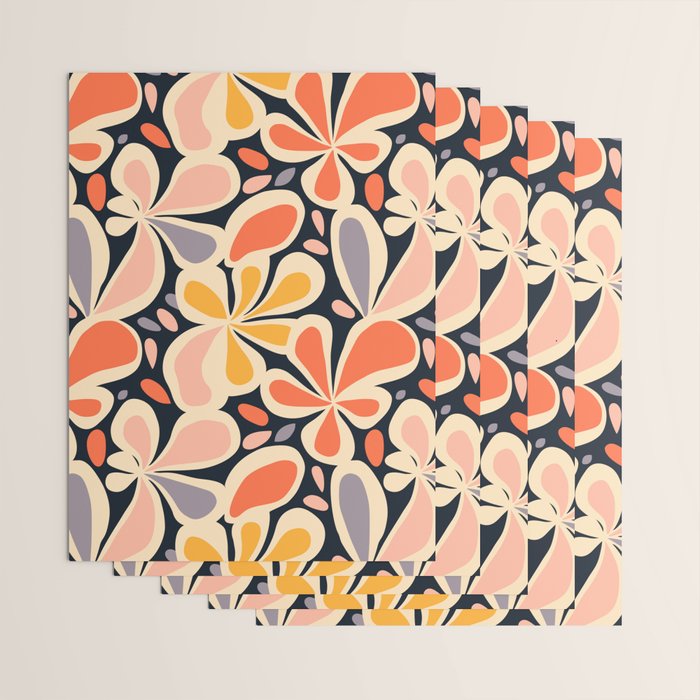 Abstract vintage flower art pattern Wrapping Paper Gallery Image 3