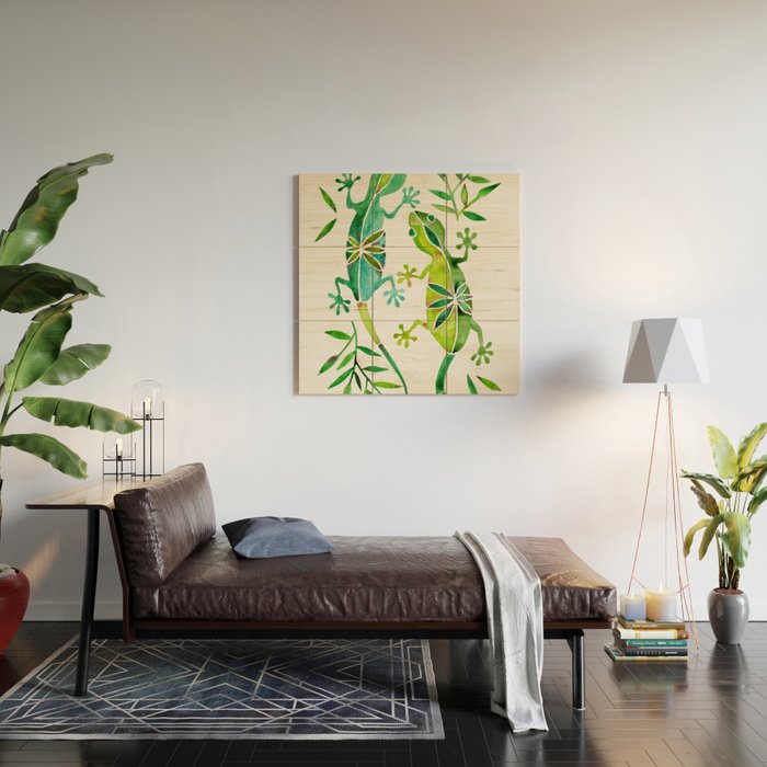 Geckos - Green Palette Wood Wall Art Gallery Image 2