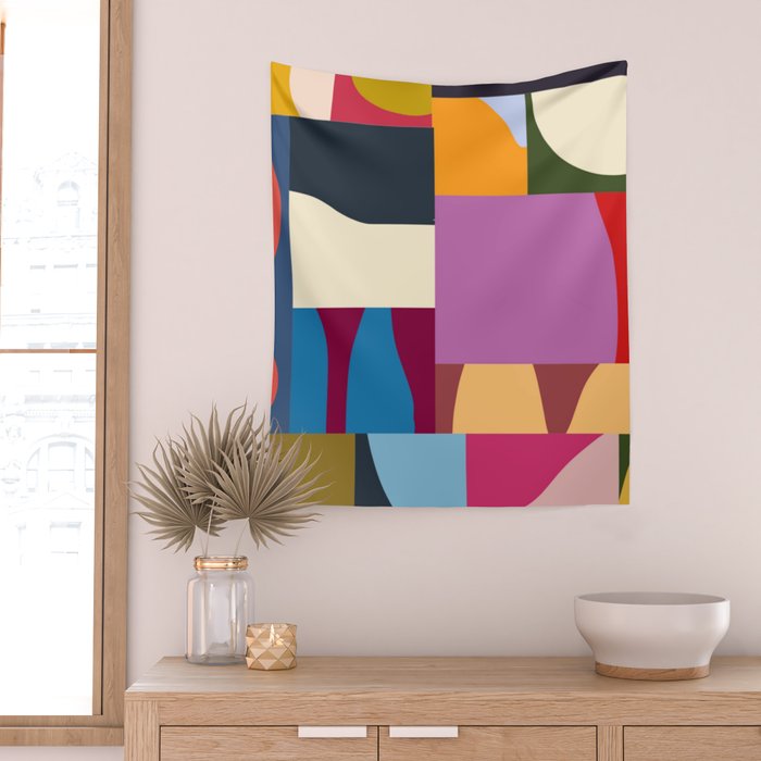 Ypres 02 Modern Mosaic Collage In Bright Hues Wall Tapestry Gallery Image 2