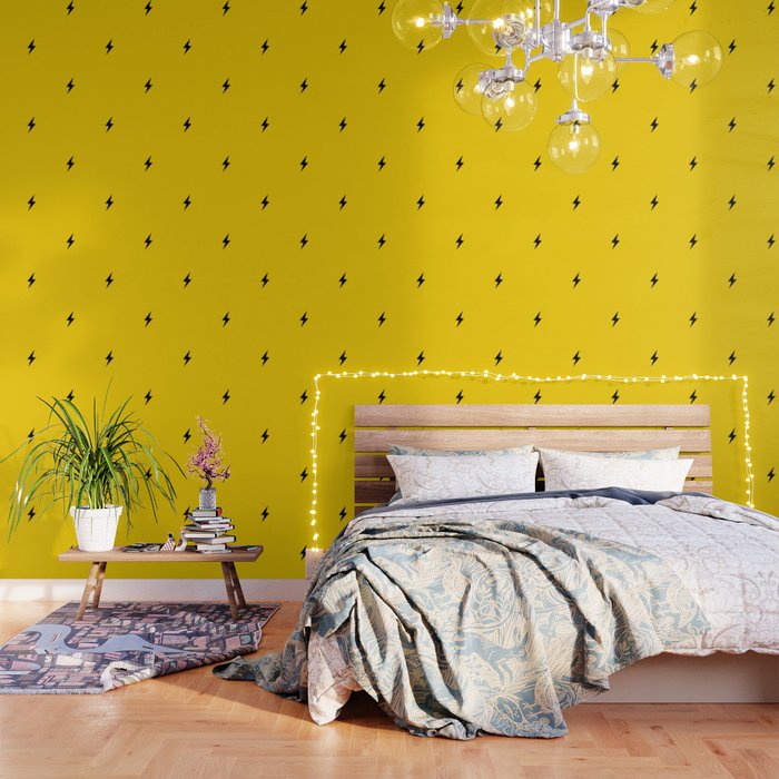 Black Lightning Bolt pattern on Yellow background Wallpaper Gallery Image 3