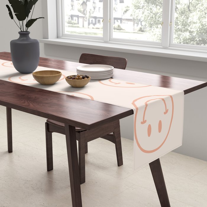Beige/Peach Smiley Pattern Table Runner Gallery Image 2