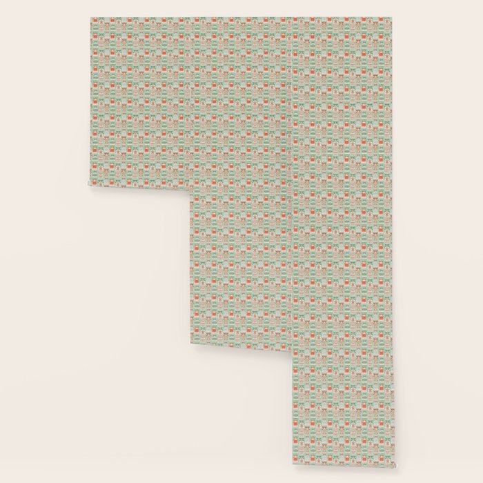 Folk Art Holiday Bells - Light Green Wallpaper Gallery Image 3