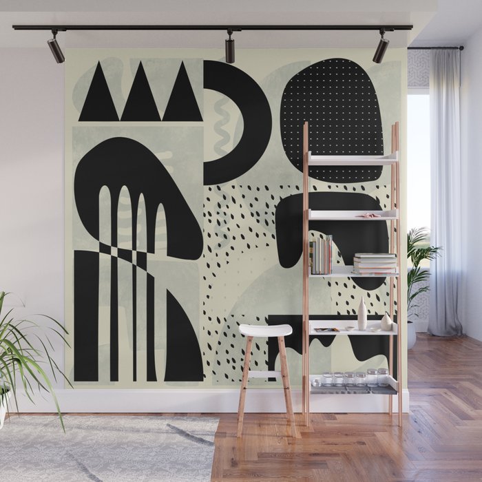 mid century geometric abstract Wall Mural Gallery Image 1