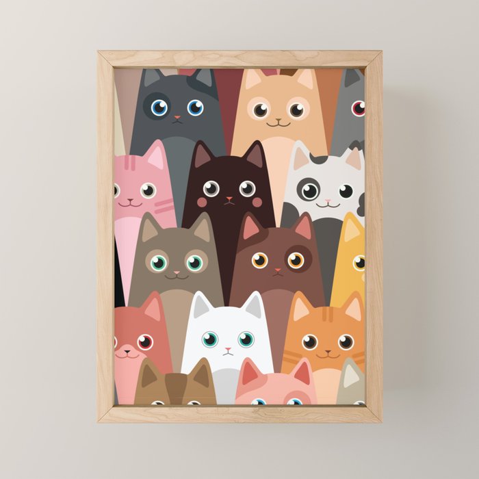 Cats Pattern Mini Art Print Gallery Image 1