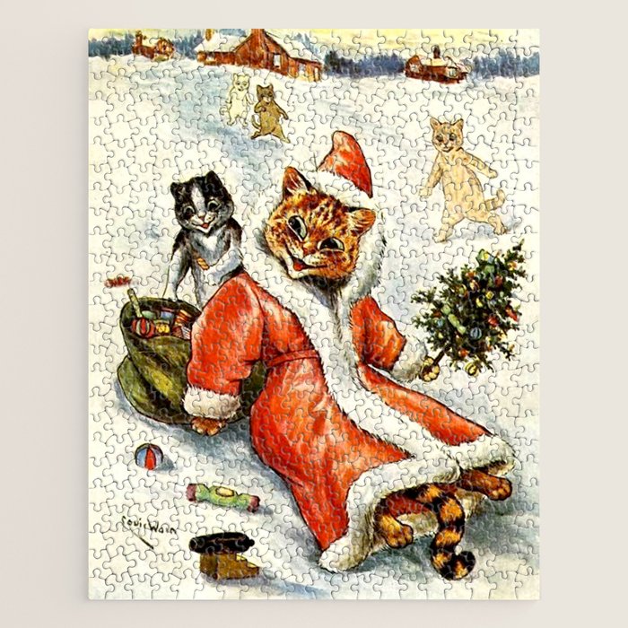 'To Wish You A Merry Christmas' by Louis Wain Jigsaw Puzzle Gallery Image 1