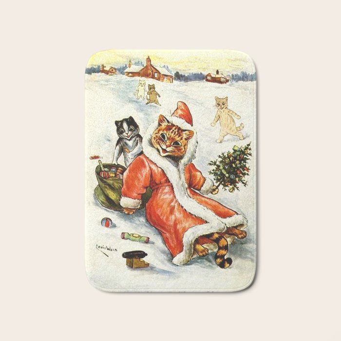 'To Wish You A Merry Christmas' by Louis Wain Bath Mat Gallery Image 1