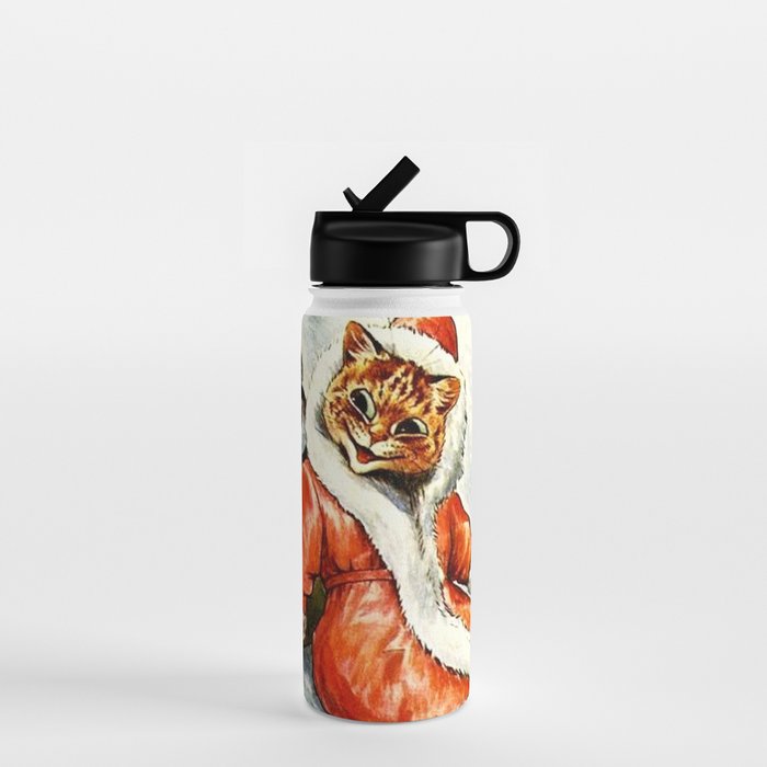 'To Wish You A Merry Christmas' by Louis Wain Water Bottle Gallery Image 1