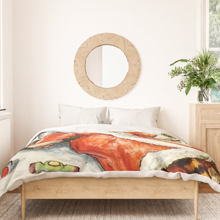 'To Wish You A Merry Christmas' by Louis Wain Duvet Cover Gallery Image 3