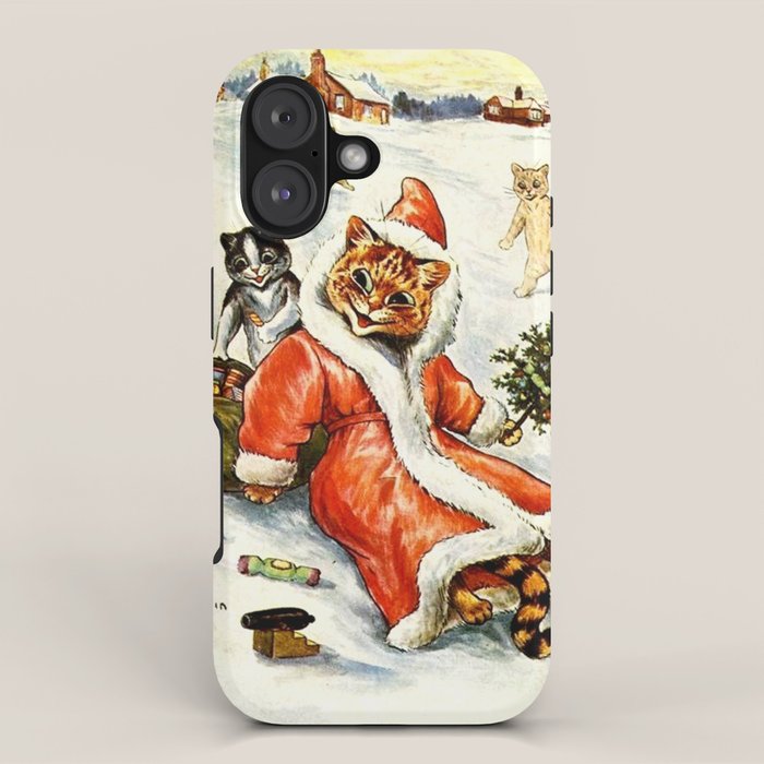 'To Wish You A Merry Christmas' by Louis Wain iPhone Case Gallery Image 1