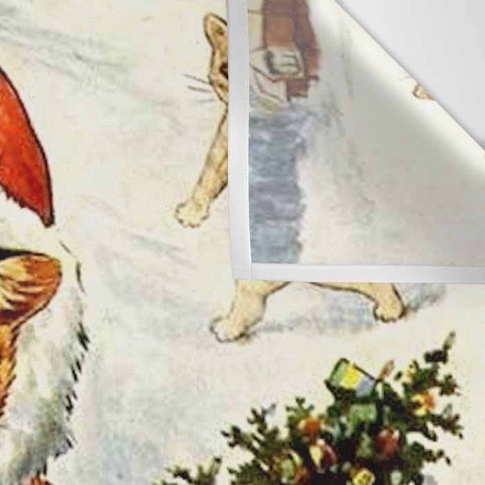 'To Wish You A Merry Christmas' by Louis Wain Wall Tapestry Gallery Image 3