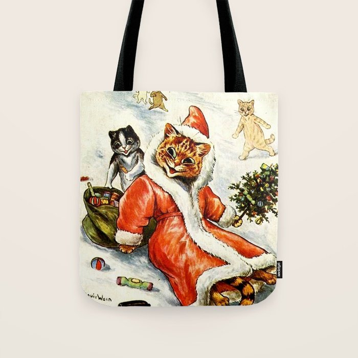 'To Wish You A Merry Christmas' by Louis Wain Tote Bag Gallery Image 1