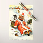 'To Wish You A Merry Christmas' by Louis Wain Wrapping Paper Gallery Image 1