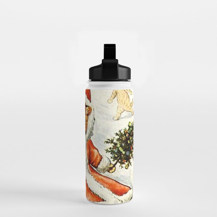 'To Wish You A Merry Christmas' by Louis Wain Water Bottle Gallery Image 2