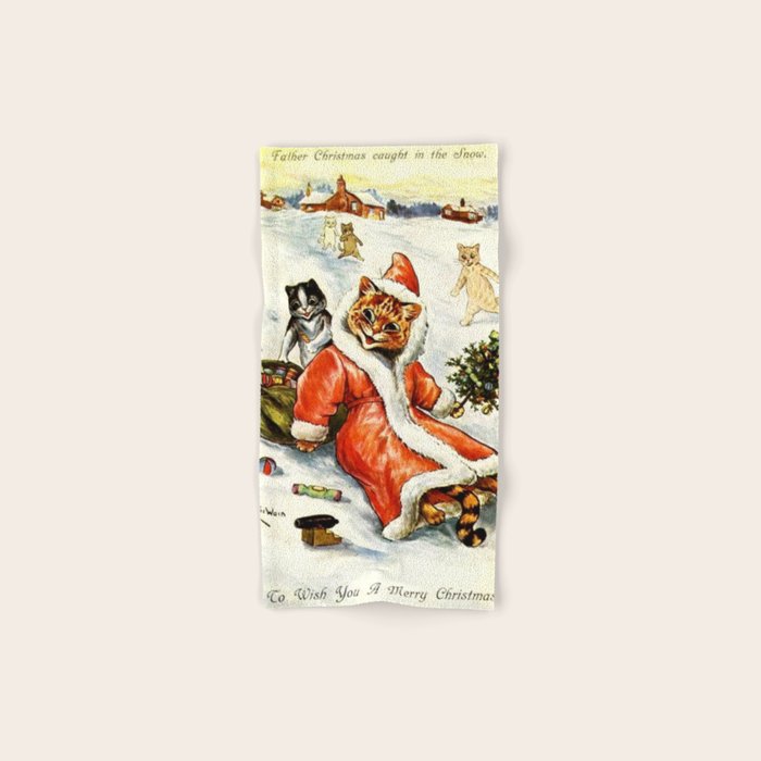 'To Wish You A Merry Christmas' by Louis Wain Bath Towel Gallery Image 1