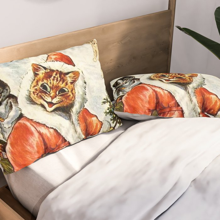 'To Wish You A Merry Christmas' by Louis Wain Pillow Sham Gallery Image 2
