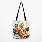'To Wish You A Merry Christmas' by Louis Wain Tote Bag Gallery Image 2