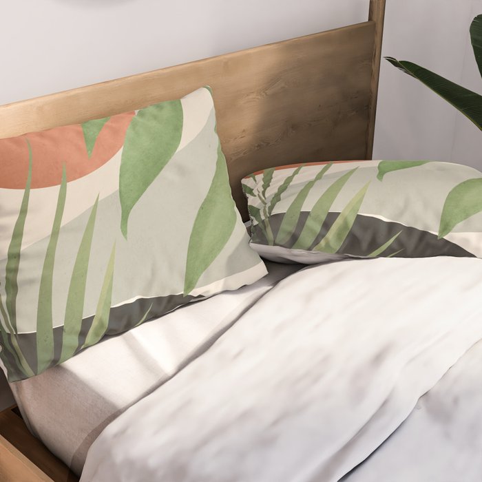 Abstract Art Tropical Leaves 46 Pillow Sham Gallery Image 2