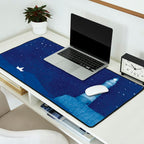 Lighthouse & the paper boat, blue ocean Desk Mat Gallery Image 2