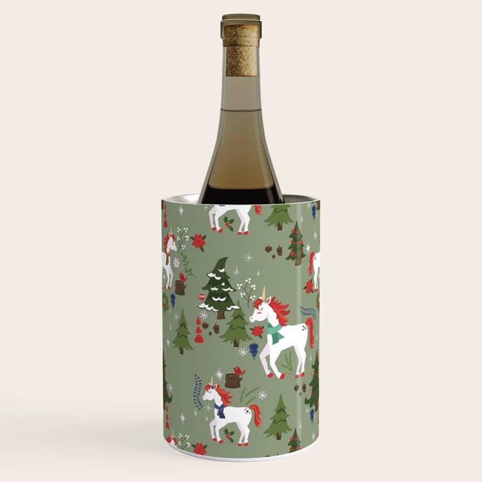 Christmas Winter Unicorn Pattern Wine Chiller Gallery Image 1