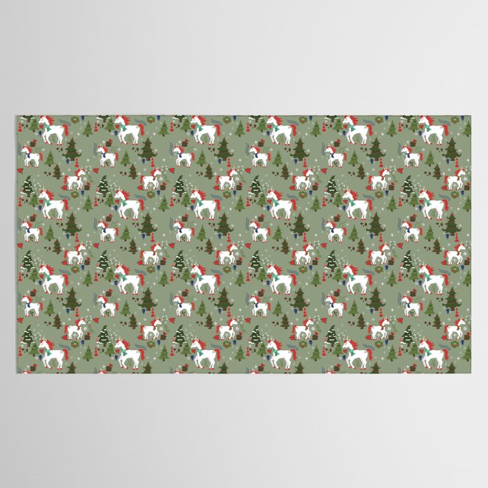 Christmas Winter Unicorn Pattern Tablecloth Gallery Image 2