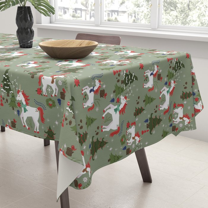 Christmas Winter Unicorn Pattern Tablecloth Gallery Image 3