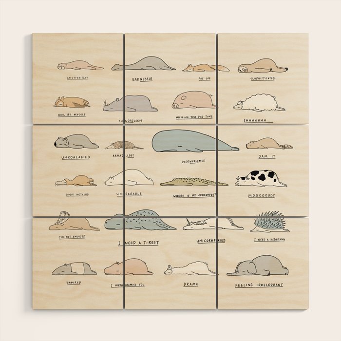The Moody Animals (Colours) Wood Wall Art Gallery Image 1
