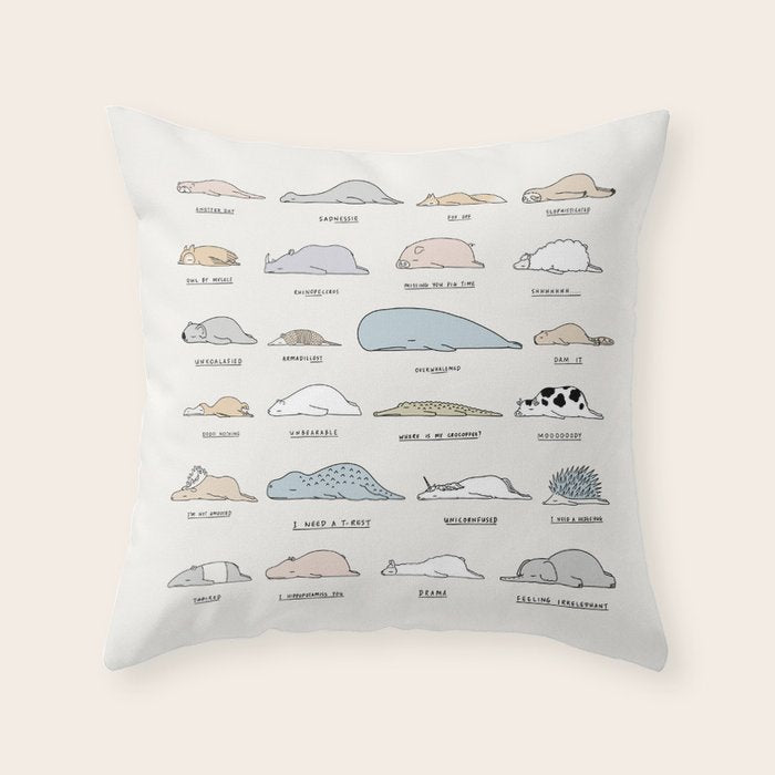 The Moody Animals (Colours) Throw Pillow Gallery Image 6