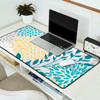 Garden Florals, Yellow, Teal, Gray Desk Mat Gallery Image 2