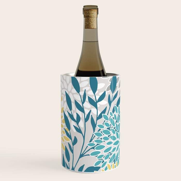 Garden Florals, Yellow, Teal, Gray Wine Chiller Gallery Image 3