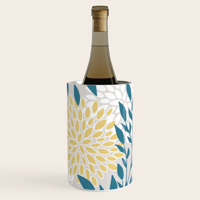 Garden Florals, Yellow, Teal, Gray Wine Chiller Gallery Image 1