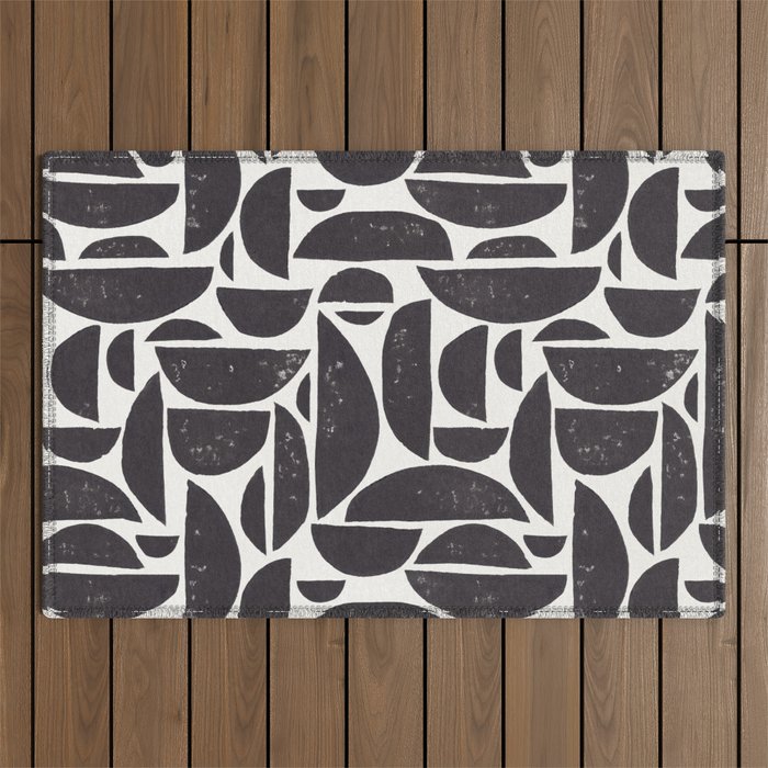 Abstract Linocut Pattern #3 Outdoor Rug Gallery Image 1