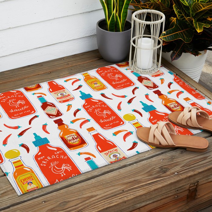 Hot Sauce and Chili Peppers Outdoor Rug Gallery Image 2