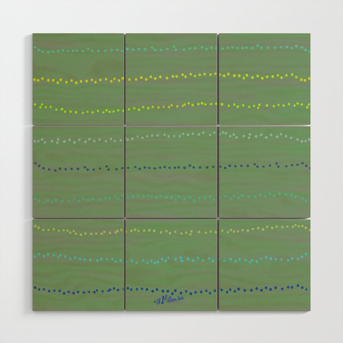 Minimal Doodle Dots in Sage Green Wood Wall Art Gallery Image 1