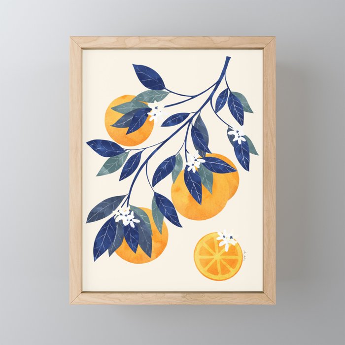 Mediterranean orange branch Mini Art Print Gallery Image 1