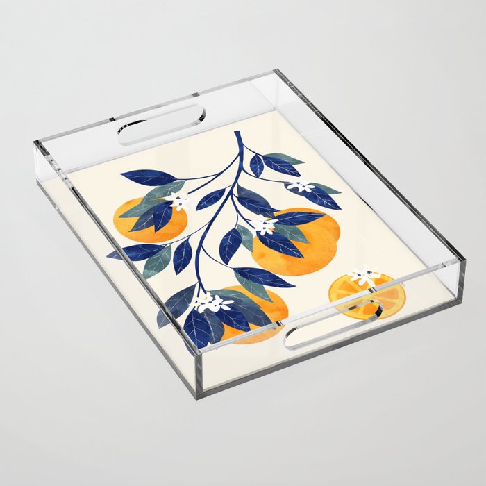Mediterranean orange branch Acrylic Tray Gallery Image 1
