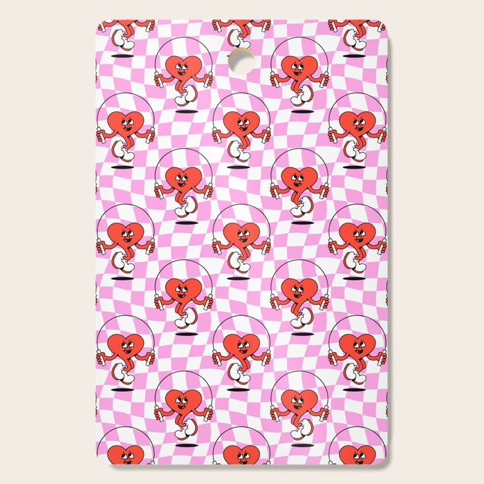 Retro love heart cartoon character pattern Cutting Board Gallery Image 1