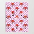 Retro love heart cartoon character pattern Poster Gallery Image 4