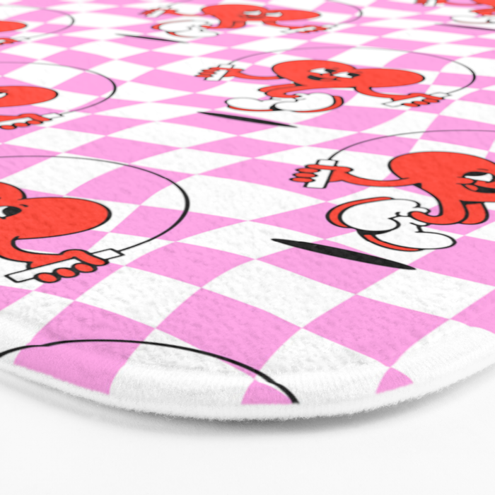 Retro love heart cartoon character pattern Bath Mat Gallery Image 3