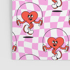 Retro love heart cartoon character pattern Poster Gallery Image 3