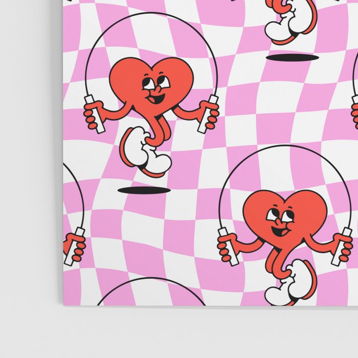 Retro love heart cartoon character pattern Poster Gallery Image 3