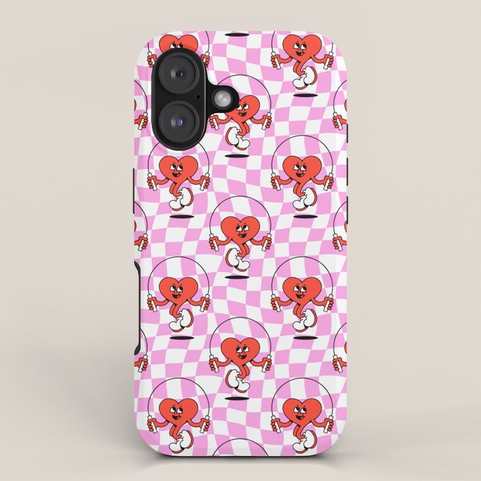 Retro love heart cartoon character pattern iPhone Case Gallery Image 1