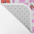 Retro love heart cartoon character pattern Bath Mat Gallery Image 2