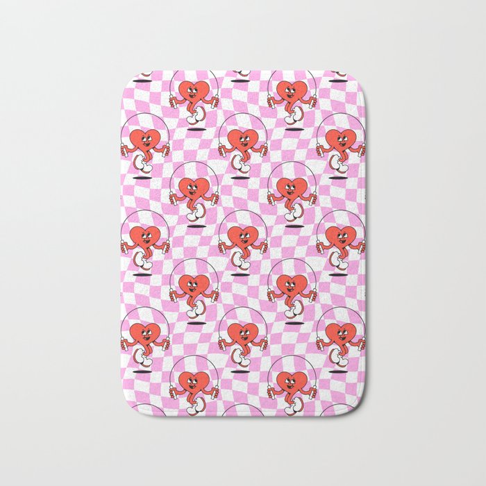 Retro love heart cartoon character pattern Bath Mat Gallery Image 1