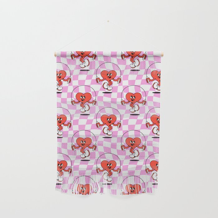 Retro love heart cartoon character pattern Wall Hanging Gallery Image 1